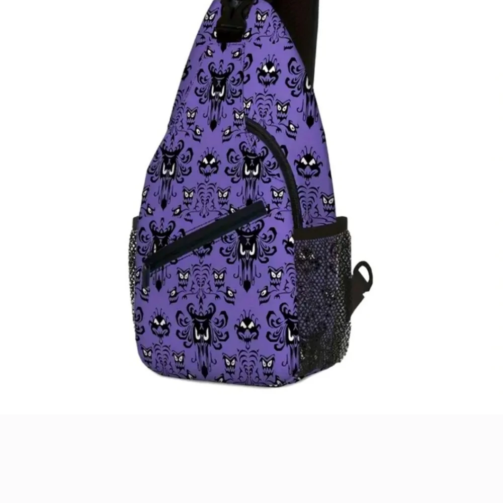 Purple Patterned Sling Backpack for Women